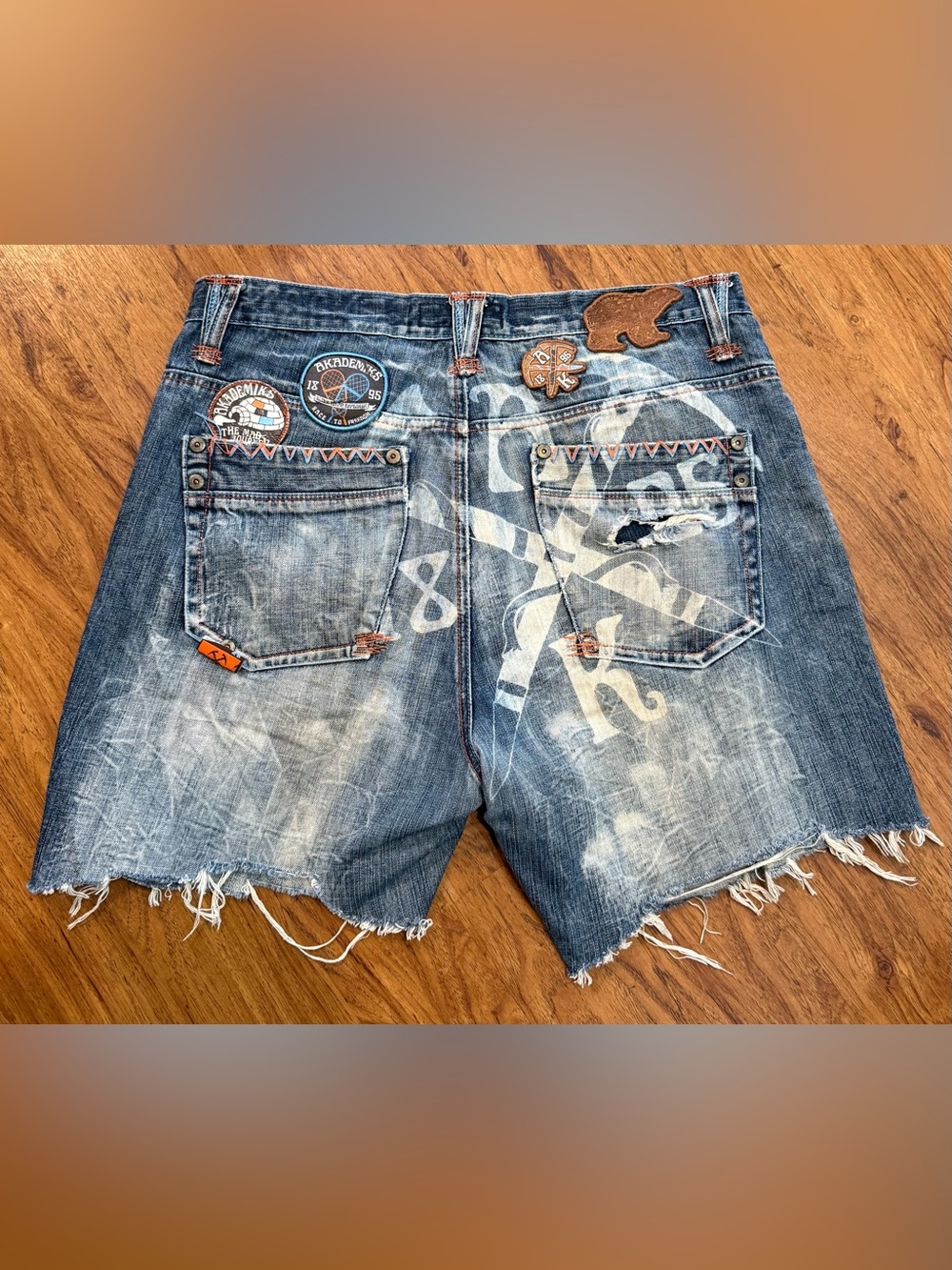 Vintage Y2K Akademiks Shorts Mens 36 Denim Jeans Rap Hip Hop Streetwear Skater